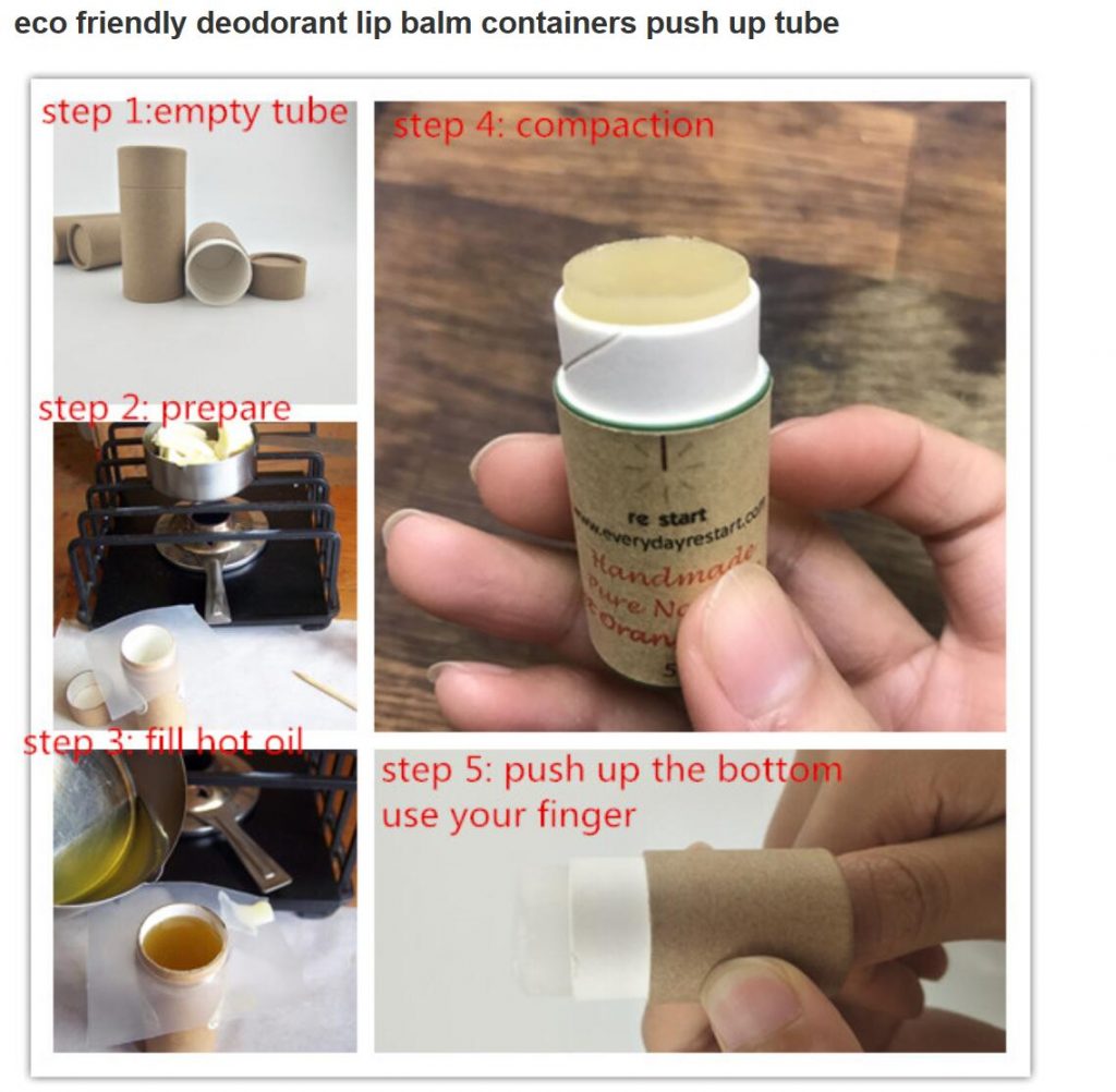 tube à pousser pour déodorant et baume à lèvres