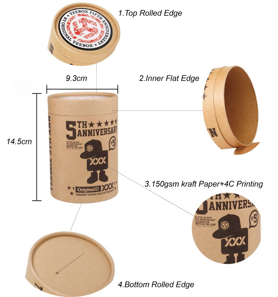 Dimensions de l'emballage en papier kraft pour le thé