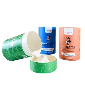 Tube en papier pour l'emballage de suppléments nutritionnels en poudre, imprimé en quadrichromie