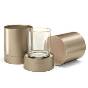 Emballage personnalisé en papier kraft pour bougie de luxe dans une boîte en verre